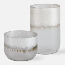  18071 - Frost Silver Drip Glass Vases, Set/2