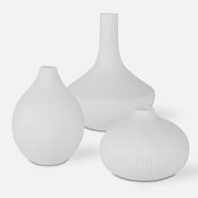  18072 - Apothecary Satin White Vases, Set/3