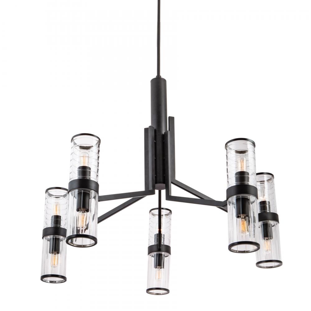 Stripe 31.75'' Wide 10-Light Chandelier - Matte Black