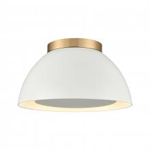  52313/2 - Pelham 10'' Wide 2-Light Flush Mount - Satin Brass with Matte White