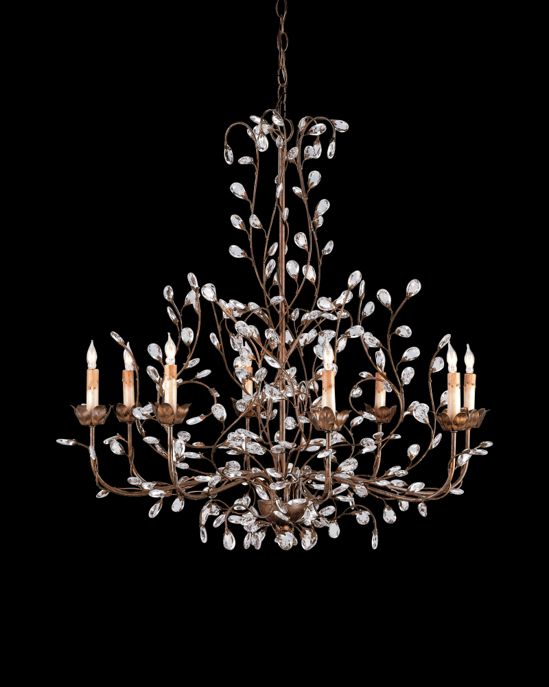 Crystal Bud Large Gold Chandelier