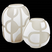  1200-0814 - Art Decortif White Vase Set of