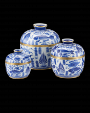  1200-0969 - Blue & White Rice Tureen Set of 3